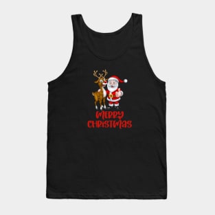 Christmas Approaching Santa Claus, Deer Tank Top